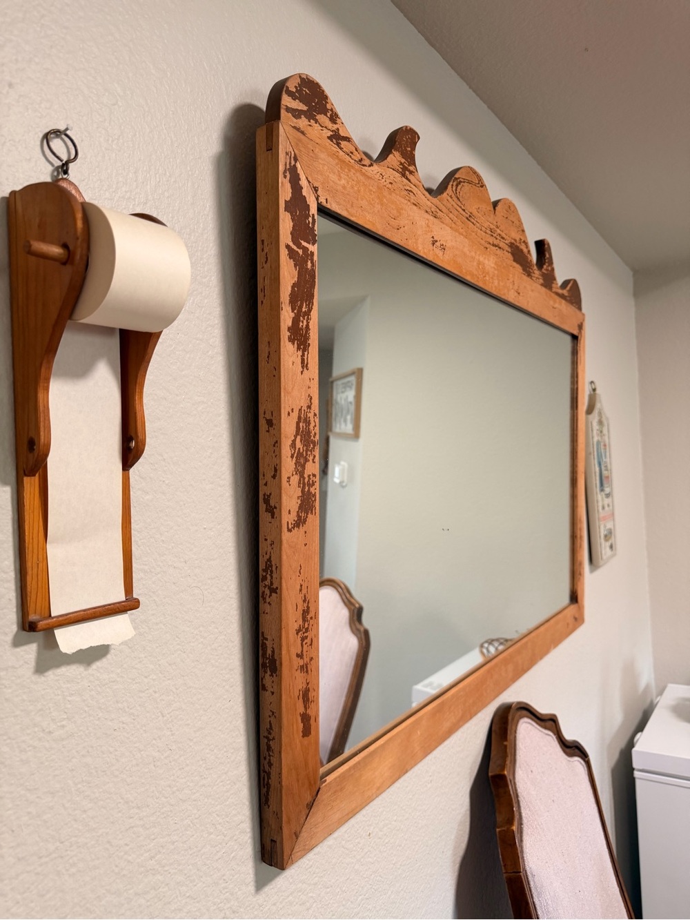 Antique Scalloped Wood Mirror